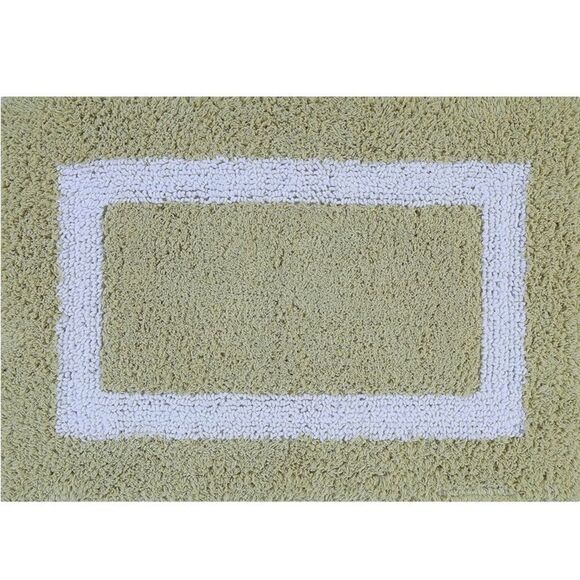 Better Trends 100% Cotton Hotel Collection Sage & White Bath Mat Rug, 17" x 24" - Picture 2 of 5